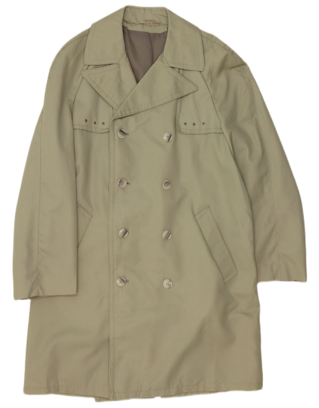 Vintage Herren Zweireihiger Trenchcoat IT 46 Small Khaki