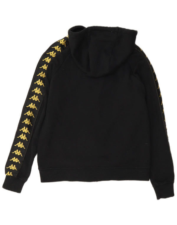 Kappa Womens Graphic Oversized Zip Hoodie Pullover UK 6 XS Schwarz Baumwolle