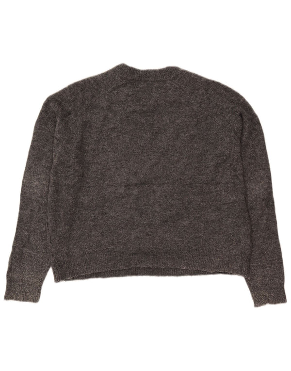 Zara Damen-Pullover, übergroß, mit Rundhalsausschnitt, Gr. 10, klein, grau, Nylon