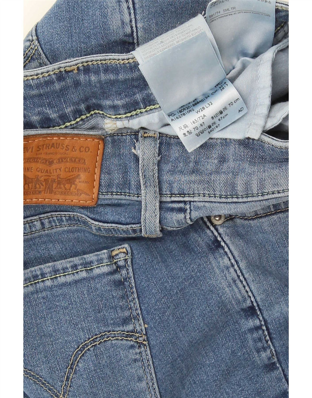 Levi's Damen 712 Slim Jeans W28 L32 Blaue Baumwolle