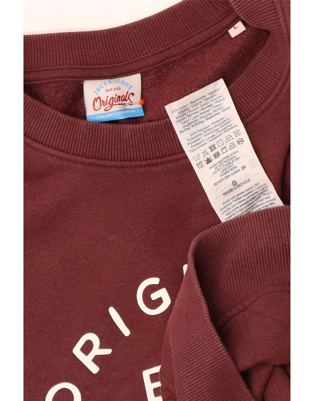 Jack & Jones Herren-Sweatshirt mit Grafik, groß, Burgunderrot, Baumwolle