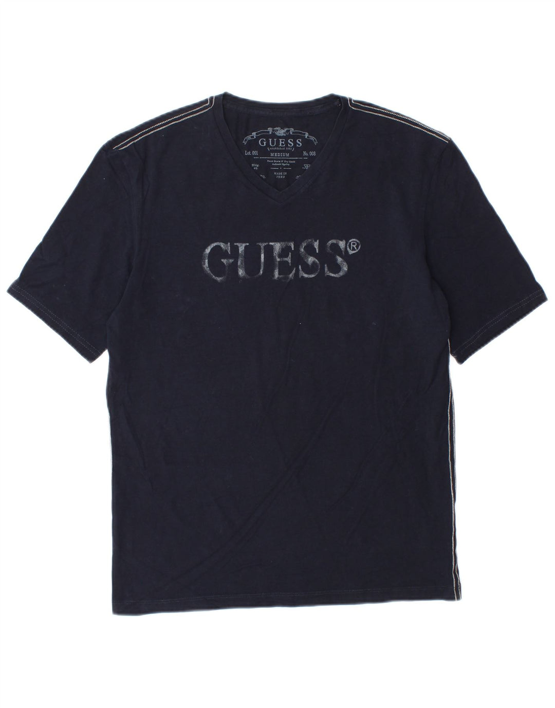 Guess Herren-T-Shirt mit Grafik, mittlere Marineblau-Baumwolle