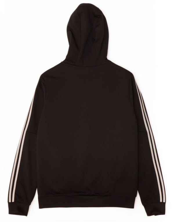 Adidas Jungen Kapuzenpullover mit grafischem Reißverschluss, 11–12 Jahre, schwarzes Polyester
