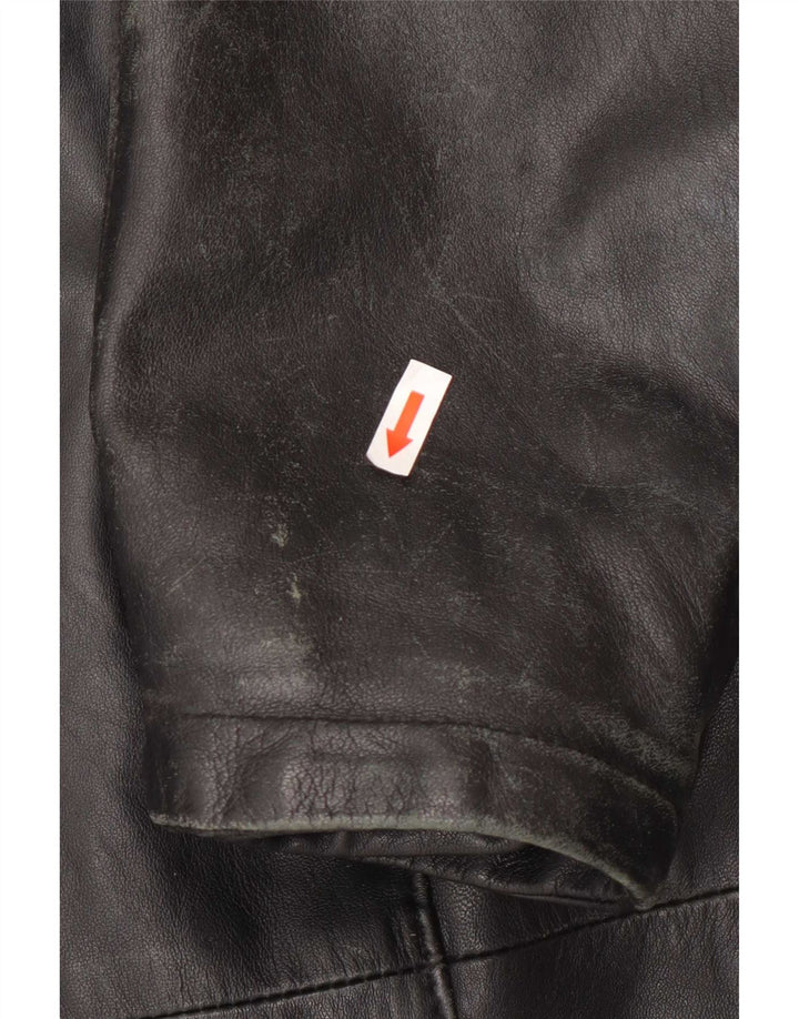 Kiros Damen-Übergroßer Ledermantel mit Kapuze IT 48 XL Schwarz