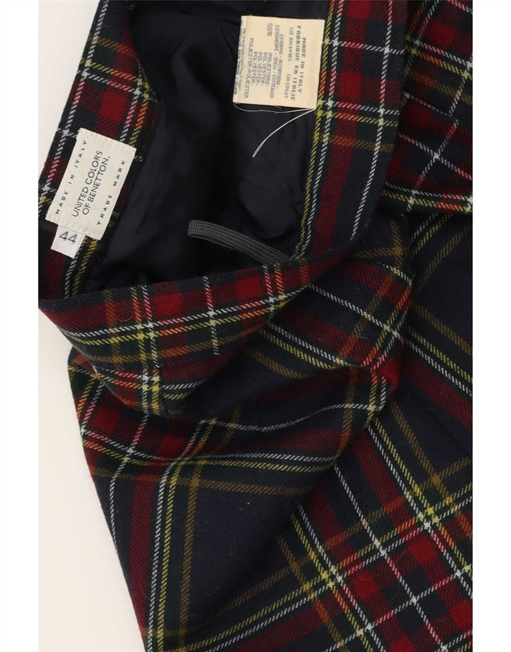 Benetton Damen Minirock IT 44 Medium W28 Mehrfarbig kariertes Polyester