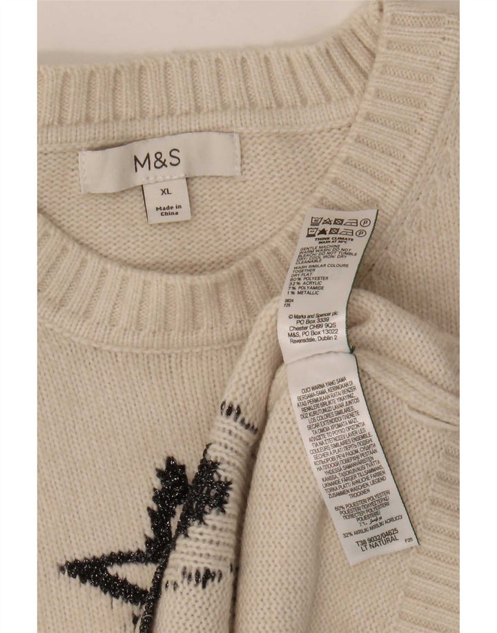 Marks & Spencer Damen-Pullover mit abstraktem Muster und Rundhalsausschnitt, UK 18, XL B
