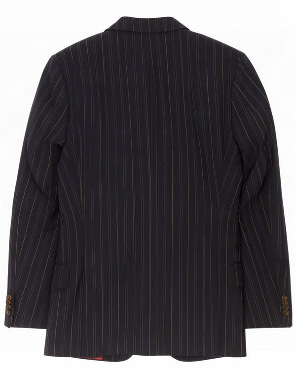 Etro Mens 3 Button Blazer Jacket IT 48 Medium Navy Blue Striped Wool