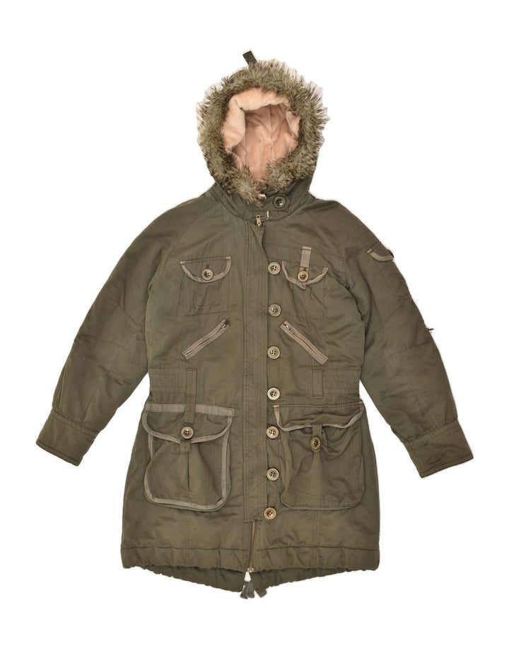 NEXT Womens Parka Jacket UK 12 Medium  Khaki Cotton | Vintage Next | Thrift | Second-Hand Next | Used Clothing | Messina Hembry 