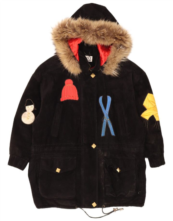 DINO' Z Damen Übergroßer Windjacke mit Kapuze, UK 14, Mittelschwarz