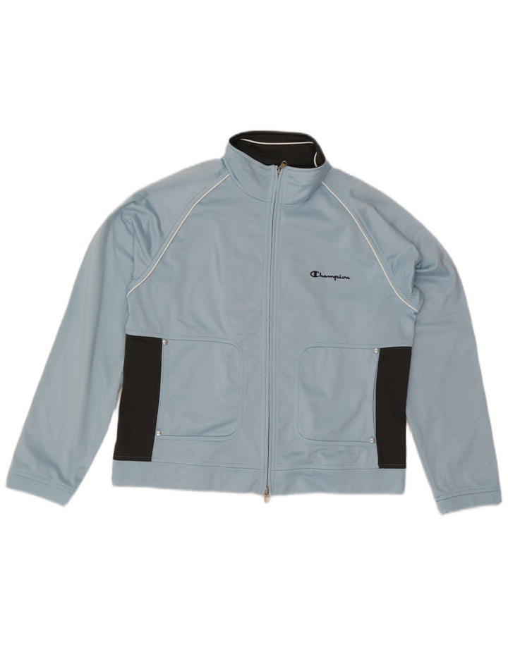 Champion Damen-Trainingsanzug-Top-Jacke, UK 16, Größe L, blau, Colourblock-Polyester
