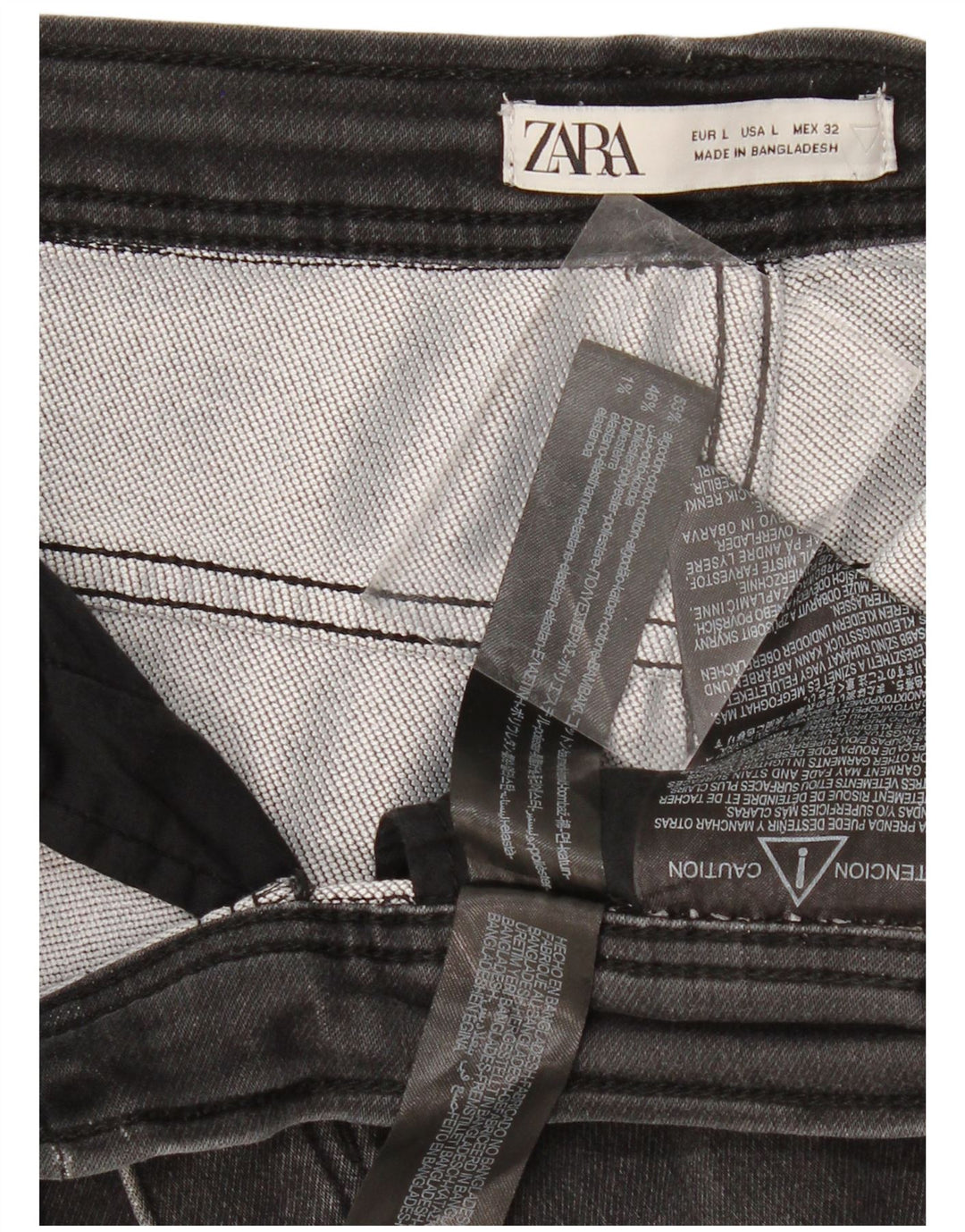 Zara Damen-Jeansshorts, Größe L, W32, graue Baumwolle