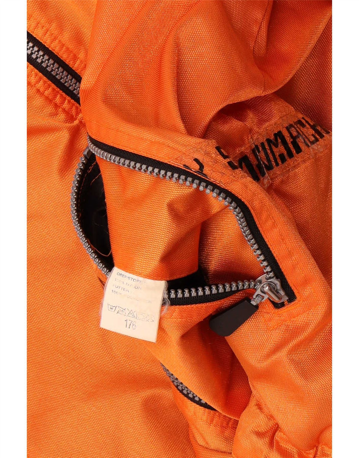 Vintage Kapuzen-Wende-Skijacke für Jungen, 15–16 Jahre, orangefarbenes Nylon