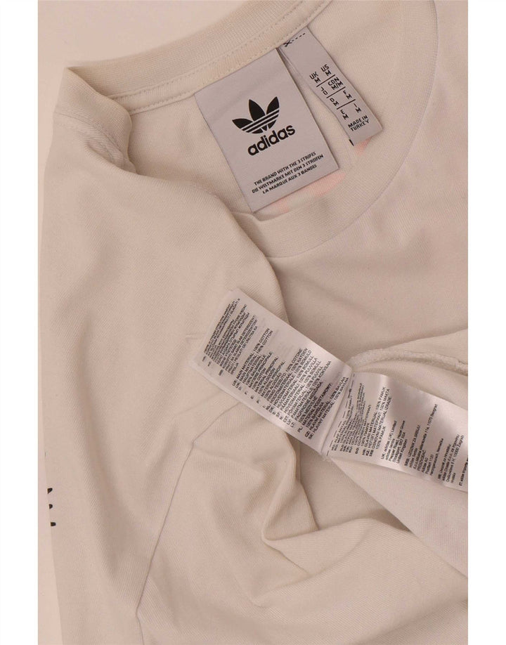 Adidas Herren Grafik-T-Shirt-Oberteil aus mittelweißer Baumwolle