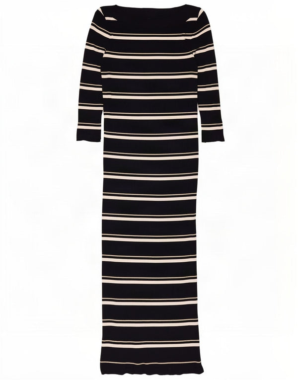 Massimo Dutti Maxi-Pulloverkleid mit 3/4-Ärmeln für Damen, Gr. 8, klein, schwarz gestreift