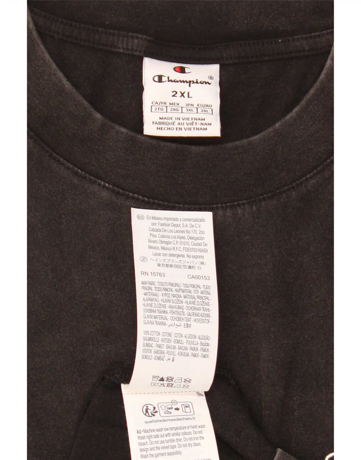 Champion Herren T-Shirt Top 2XL Schwarz Baumwolle