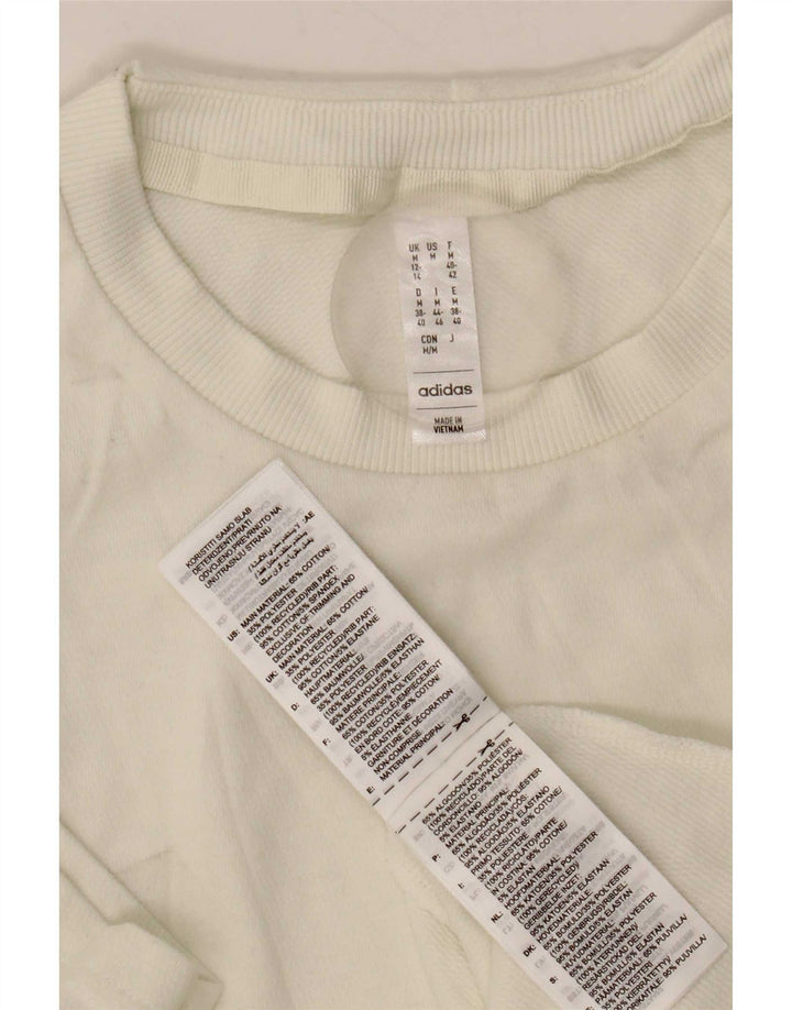 Adidas Damen T-Shirt Top UK 12/14 Mittelweiße Baumwolle