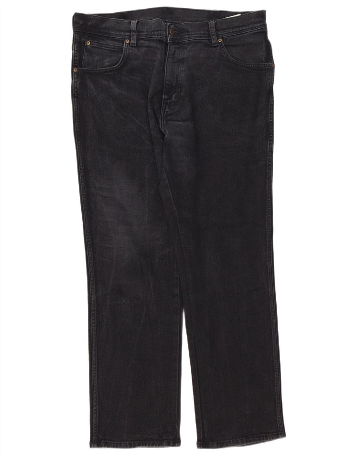 Wrangler Herren Straight Jeans W36 L30 Schwarze Baumwolle