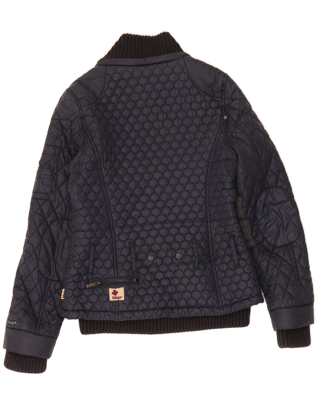 KHUJO Womens Quilted Jacket UK 14 Medium Navy Blue Polyamide Vintage KHUJO and Second-Hand KHUJO from Messina Hembry 