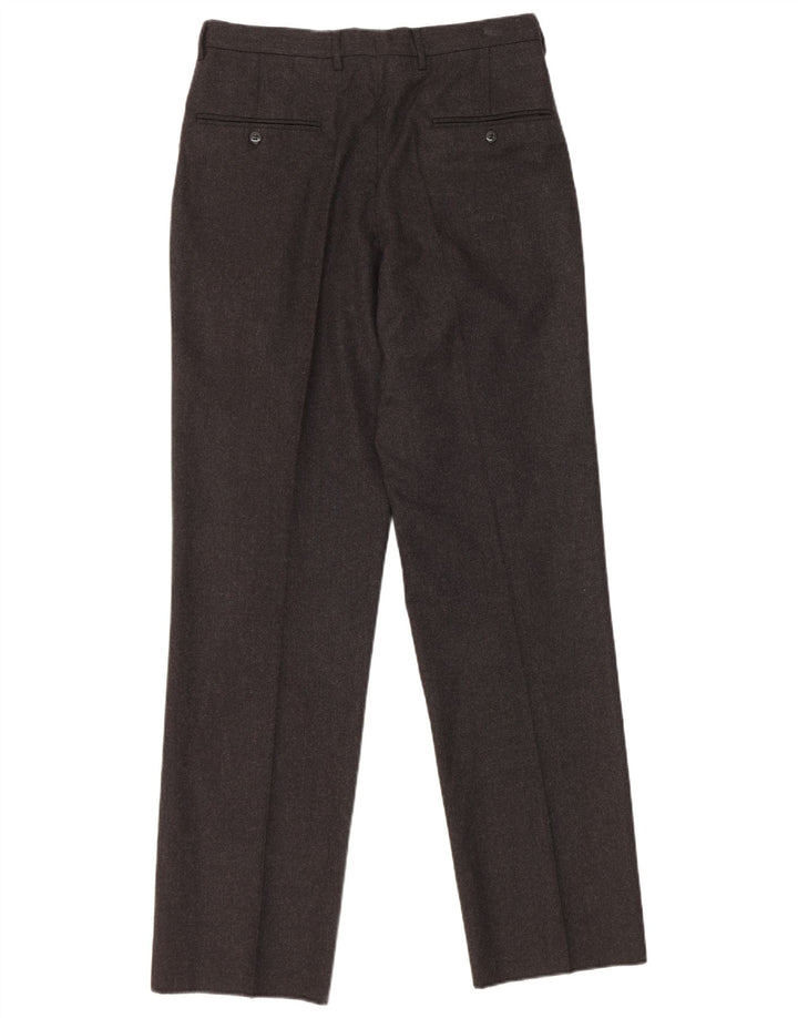 Vintage Herren-Anzughose mit Klammern, Größe 48, mittelgroß, W30, L33, graue Wolle