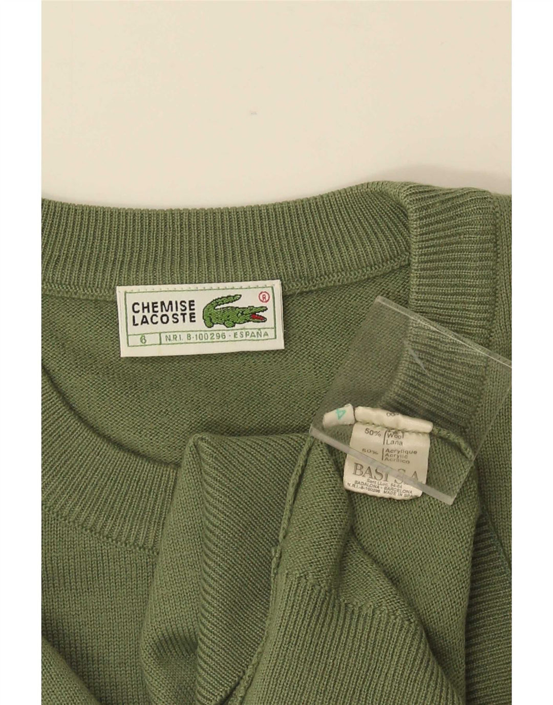Lacoste Herren-Pullover mit Rundhalsausschnitt, Größe 6 XL, grüne Wolle