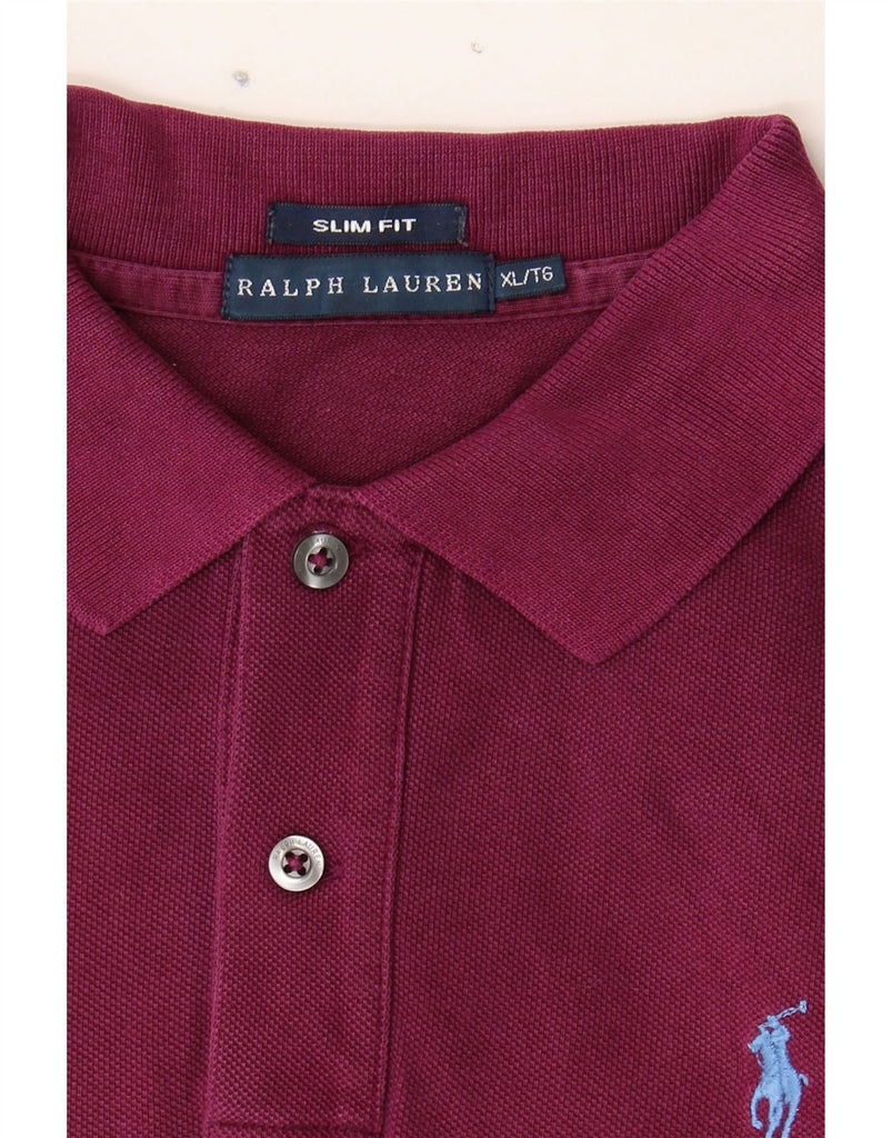 RALPH LAUREN Mens Slim Fit Polo Shirt XL Burgundy Cotton Vintage Ralph Lauren and Second-Hand Ralph Lauren from Messina Hembry 
