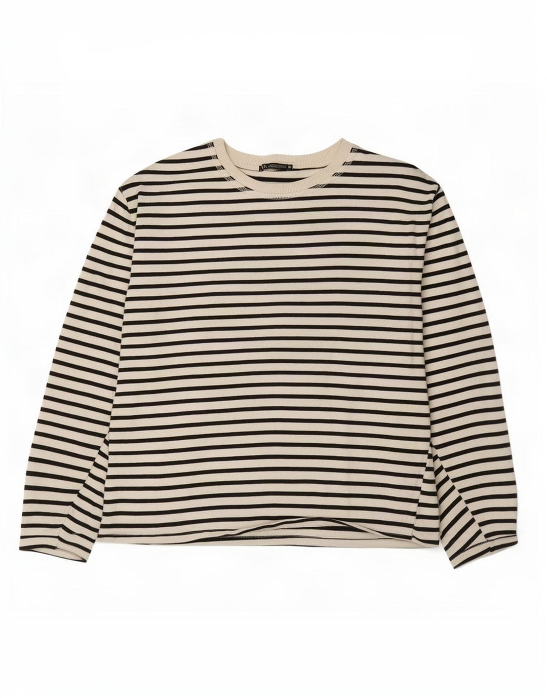 Zara Damen Top Langarm UK 18 XL Weiß gestreift