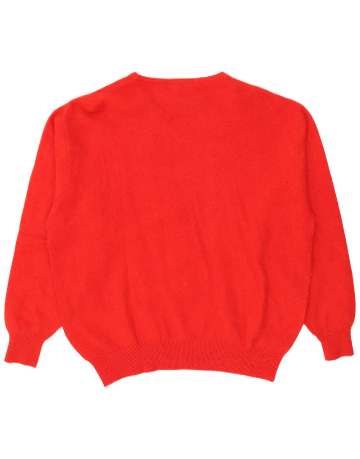 Vintage Damen Pullover mit Rundhalsausschnitt IT 52 2XL Rot Angora