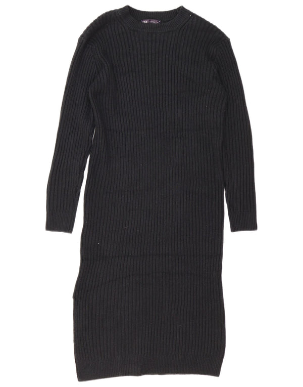 Marks & Spencer Damen Langarm-Pulloverkleid UK 14 Medium Schwarz