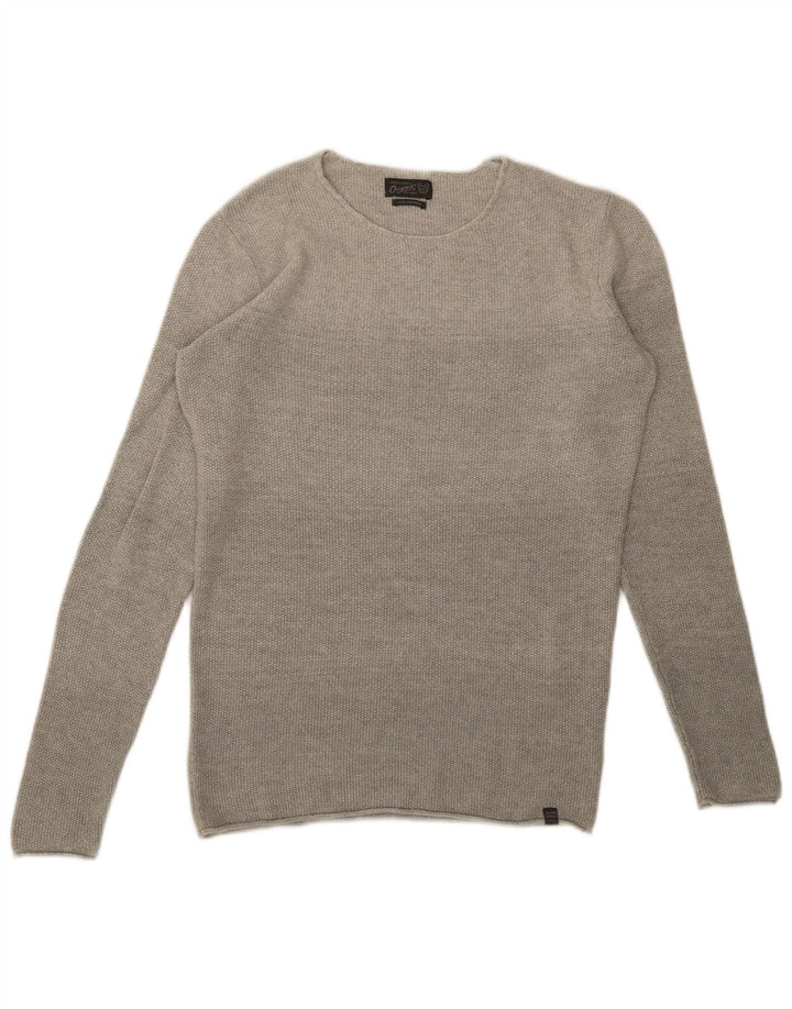 Jack & Jones Herren-Pullover mit Rundhalsausschnitt, mittelgraue Baumwolle