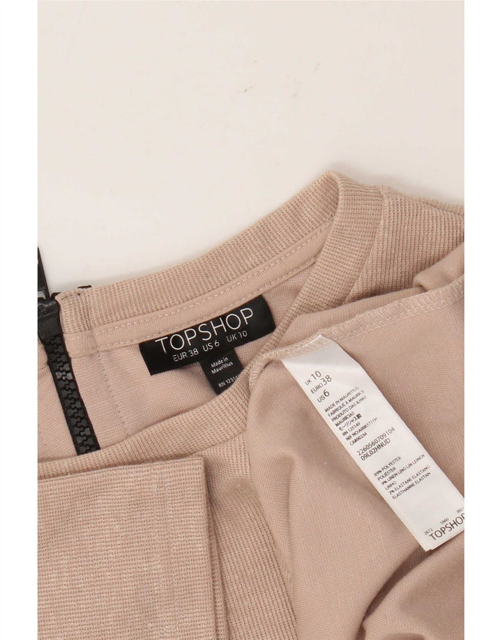Topshop Damen Crop T-Shirt Top UK 10 Small Beige Polyester