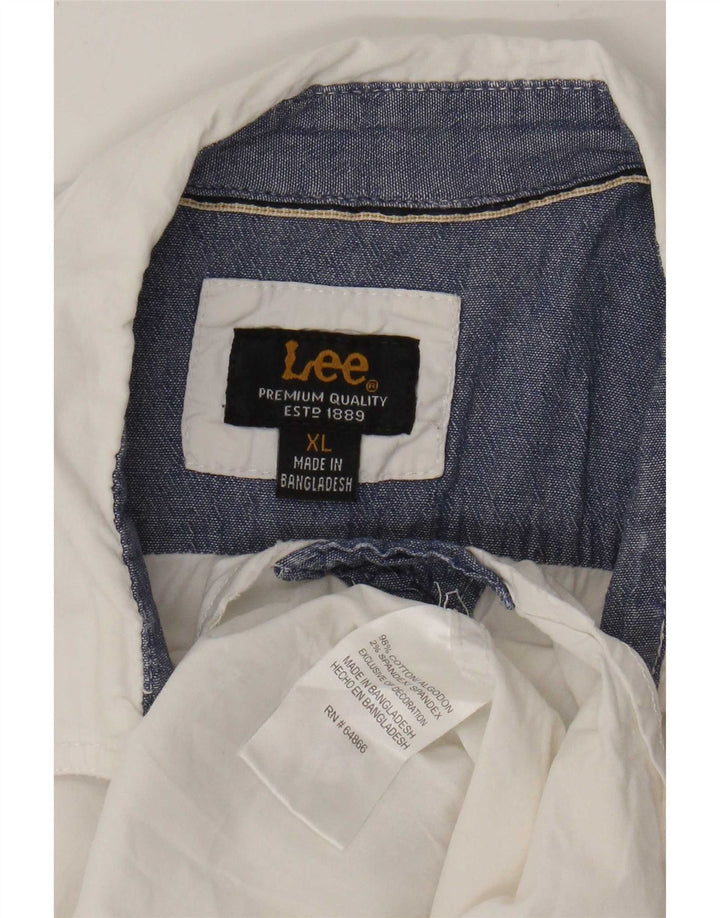 Lee Herren-Kurzarmhemd XL aus weißer Baumwolle