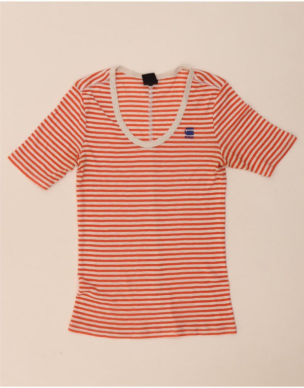 G-Star Damen T-Shirt Top UK 4 XS Rot gestreift