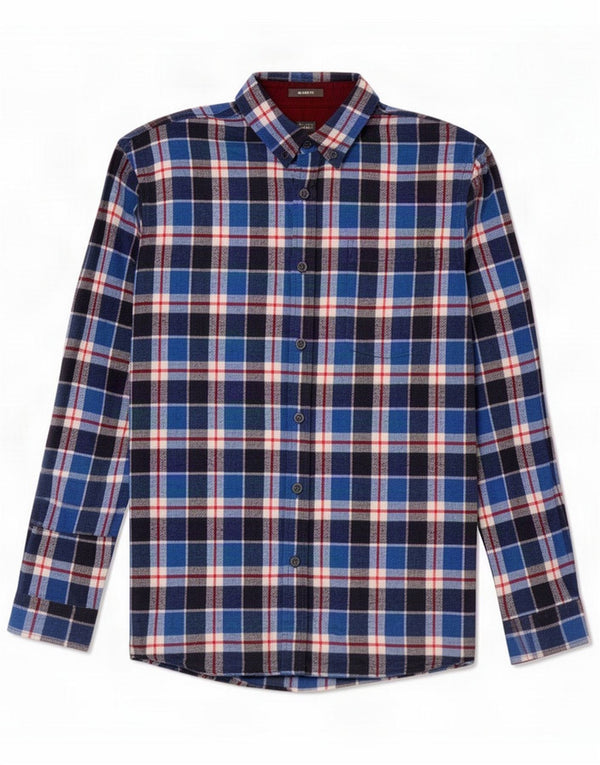 Eddie Bauer Herren-Flanellhemd mit entspannter Passform, mittelblau kariert, Baumwolle