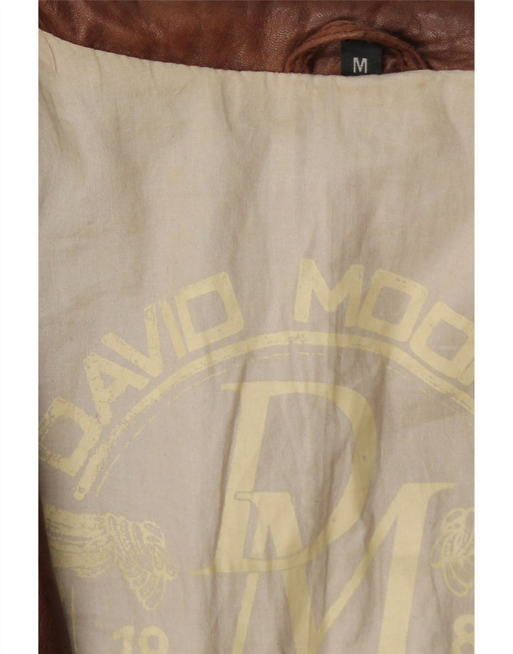 DAVID MOORE Herren Bomber-Lederjacke UK 38 Mittelbraunes Leder