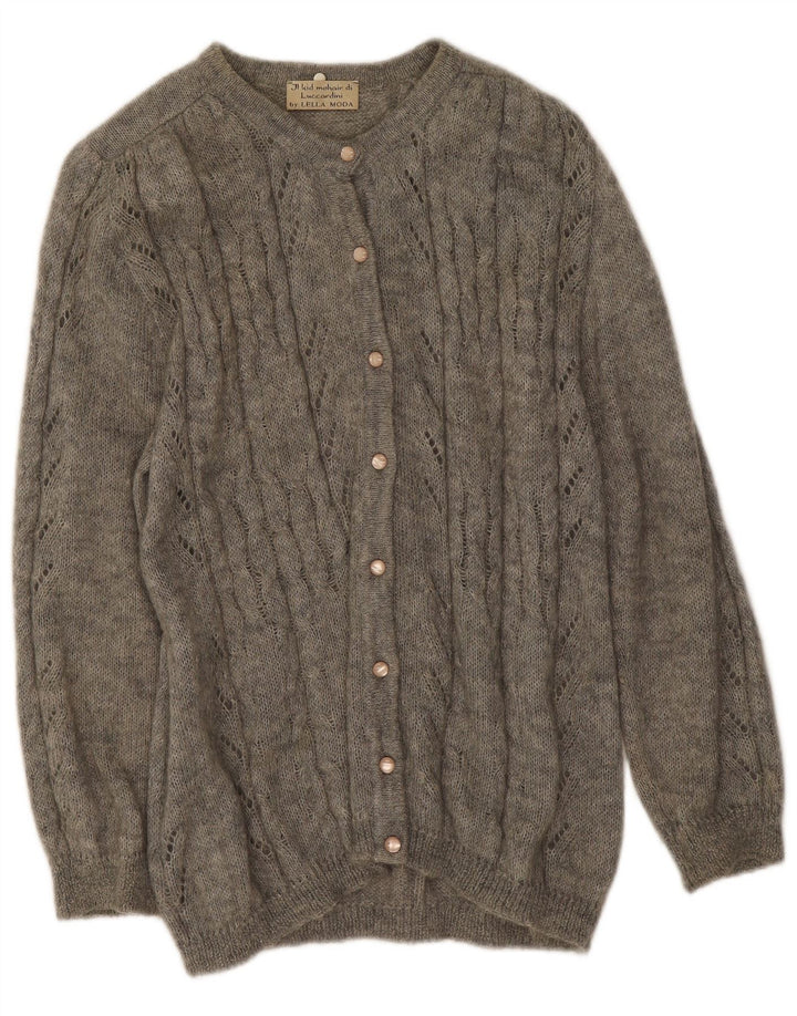 Vintage Damen Cardigan Pullover UK 14 Mittelgrau