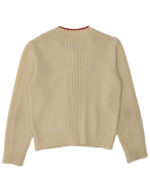 Munchner Strickmoden Damen Strickjacke Pullover EU 42 Large Off White Floral