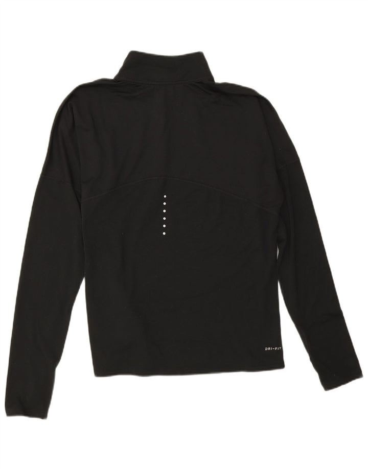 Nike Damen Dri Fit Zip Neck Pullover Trainingsanzug Top UK 14 Medium Schwarz