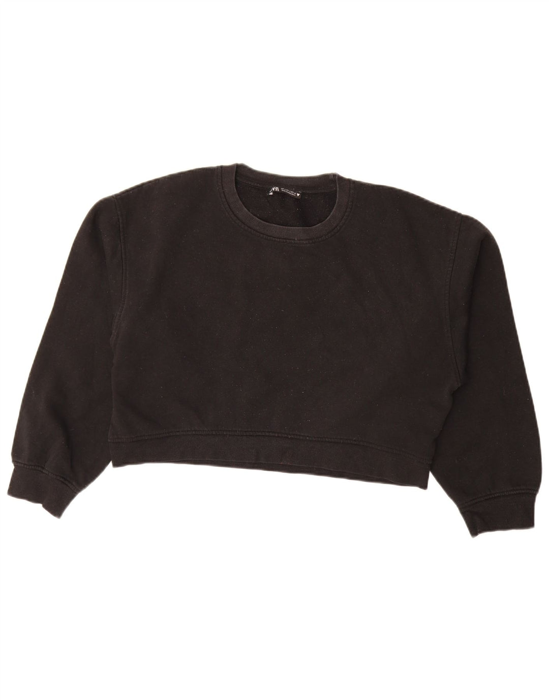 Zara Damen Crop Oversized Sweatshirt Pullover UK 14 Large Schwarz