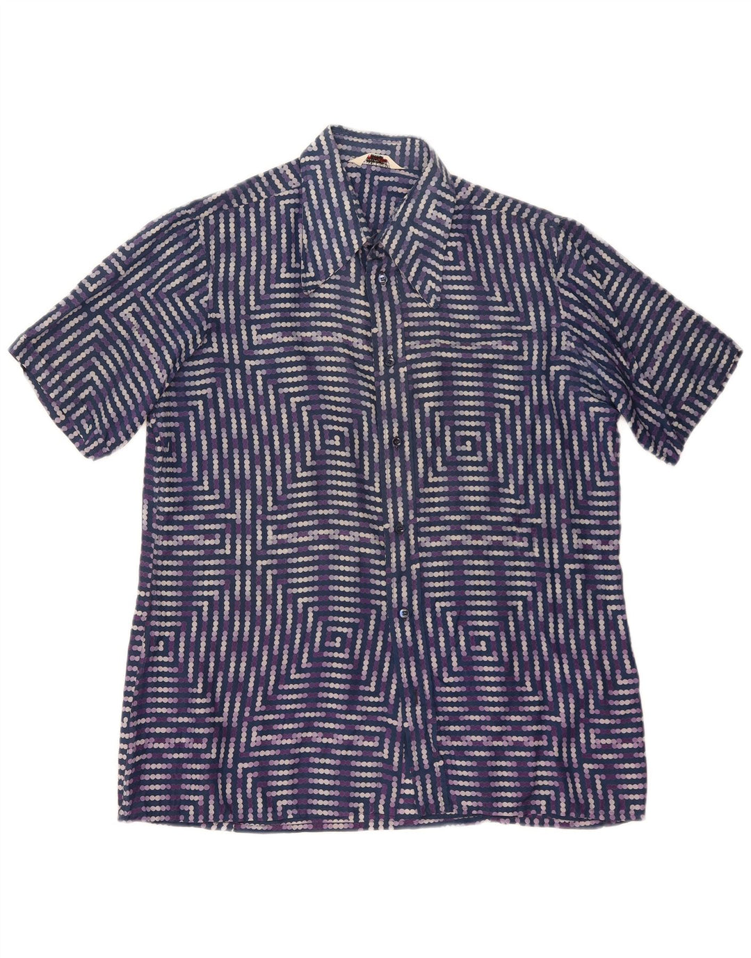 PANCALDI Herren Kurzarmhemd XL Blau Geometrisch