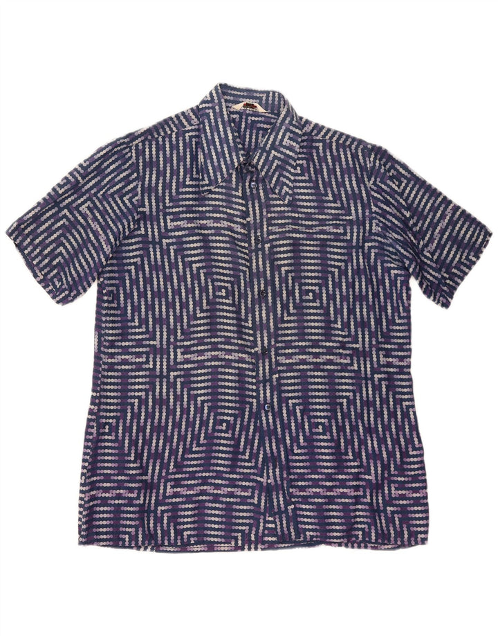 PANCALDI Herren Kurzarmhemd XL Blau Geometrisch