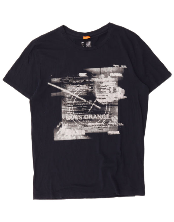Hugo Boss Herren-T-Shirt mit Grafik, groß, marineblau, Baumwolle