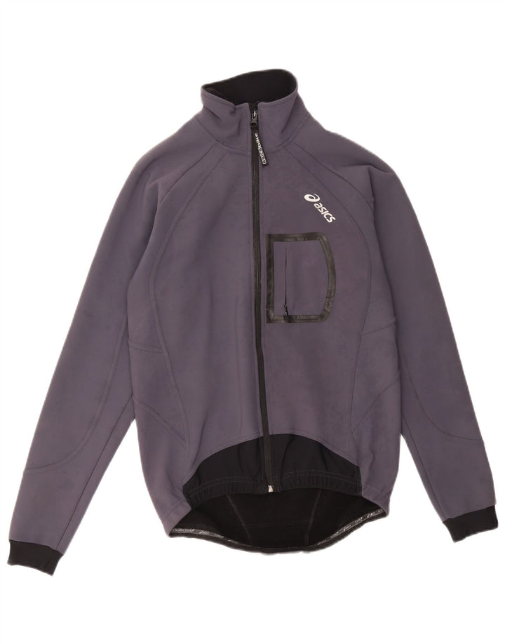 Asics Herren-Trainingsanzugoberteil mit Grafik, Größe S, Grau, Farbblock-Polyester