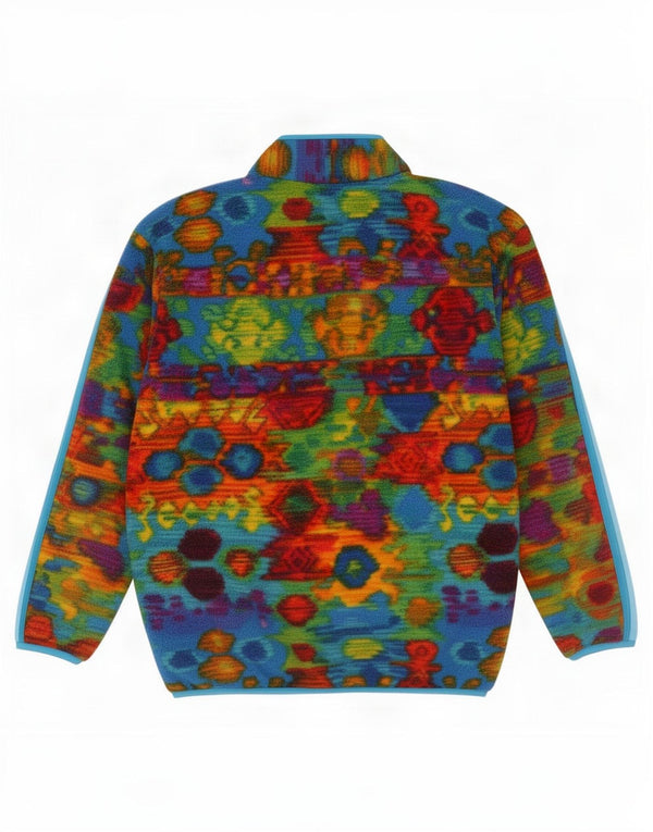 Vintage Damen Fleece-Pullover mit grafischem Reißverschluss und Reißverschluss, EU 40, mittelmehrfarbig