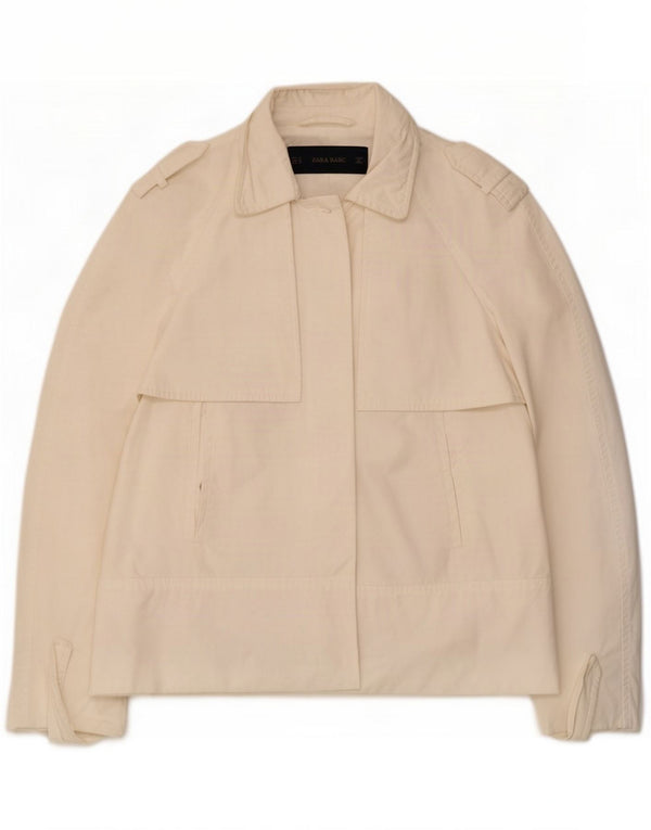 Zara Damen Militärjacke UK 14 Mittelweiße Baumwolle
