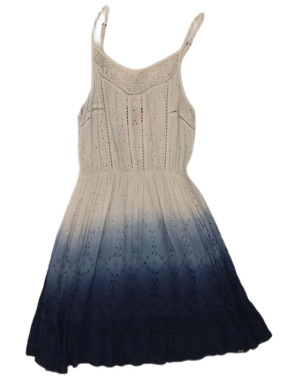 Superdry Damen Sommerkleid UK 10 Small White Colourblock Viscose