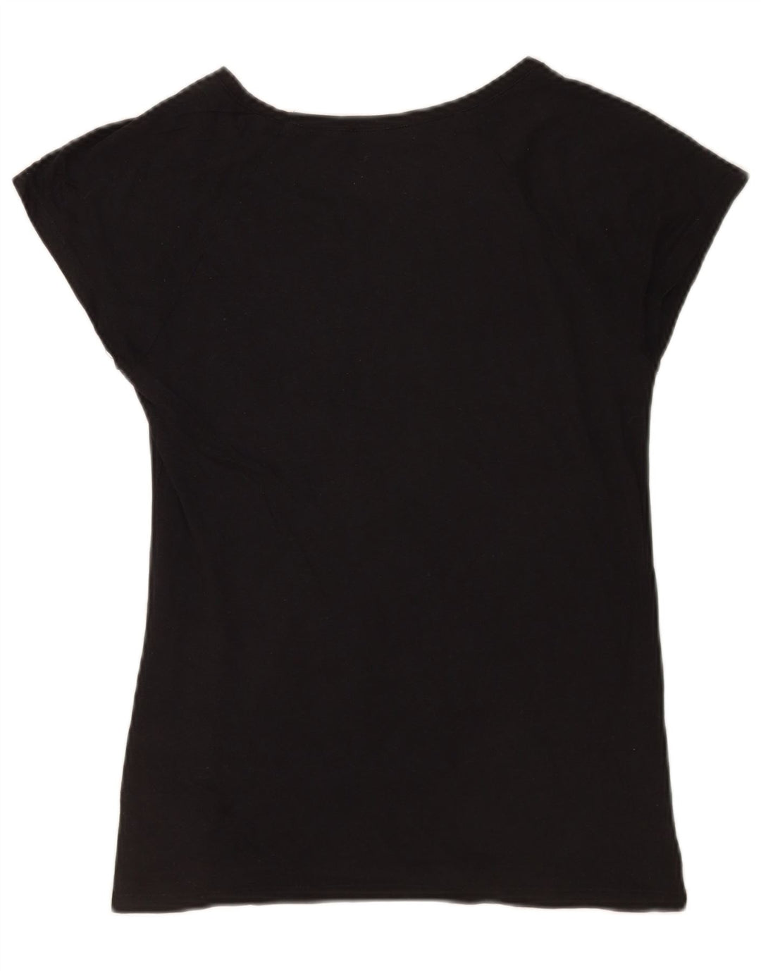 Zara Damen Grafik-T-Shirt-Oberteil UK 12 Mittelschwarze Baumwolle