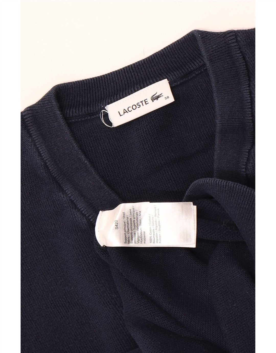Lacoste Womens Crop V-Ausschnitt Pullover Pullover Größe 38 Medium Marineblau Baumwolle