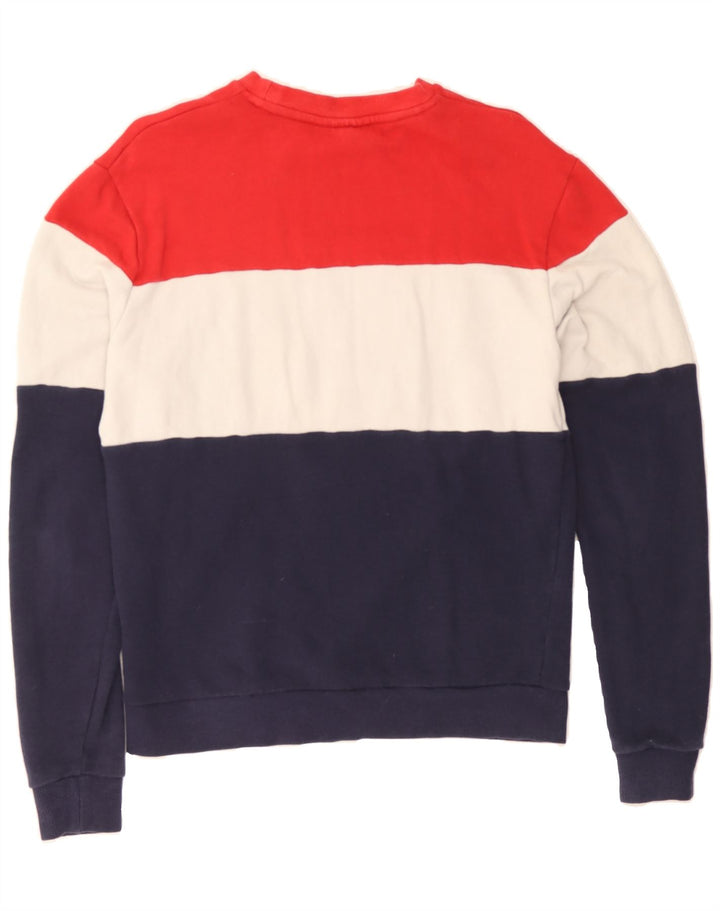 FILA Mens Graphic Sweatshirt Jumper Small Multicoloured Colourblock Cotton Vintage Fila and Second-Hand Fila from Messina Hembry 