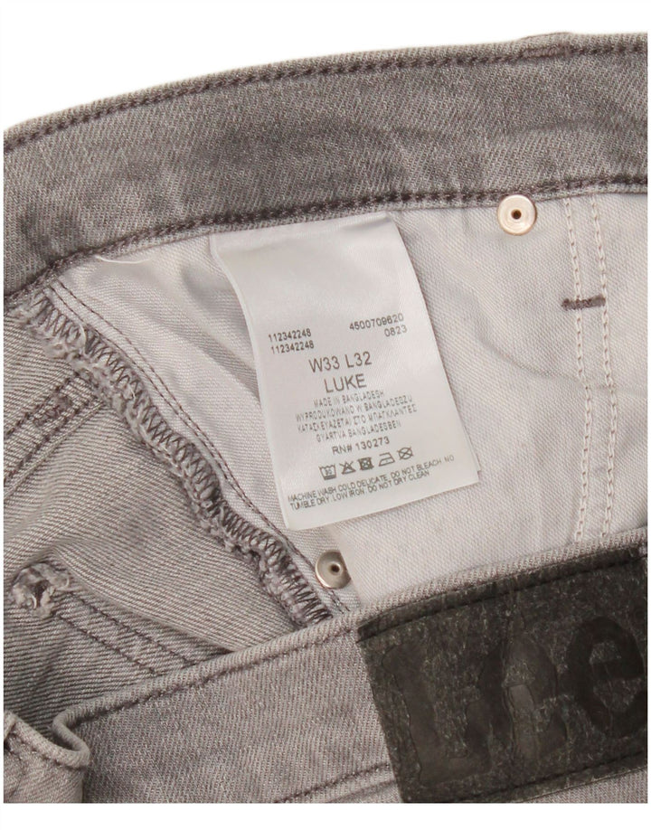 Lee Damen Luke Slim Jeans W33 L29 Graue Baumwolle