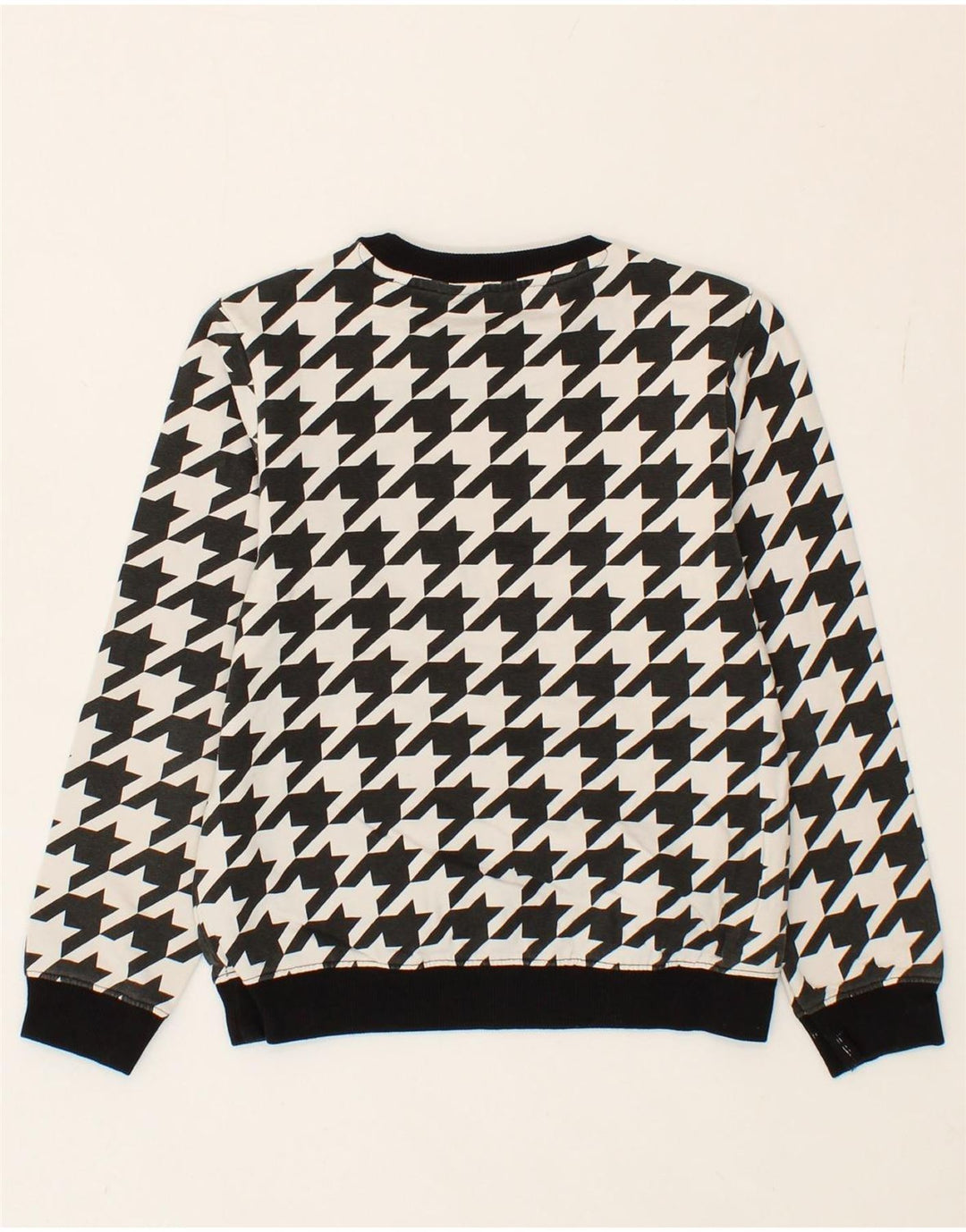 GUESS Boys Graphic Sweatshirt Jumper 7-8 Years Black Houndstooth Cotton Vintage Guess and Second-Hand Guess from Messina Hembry 